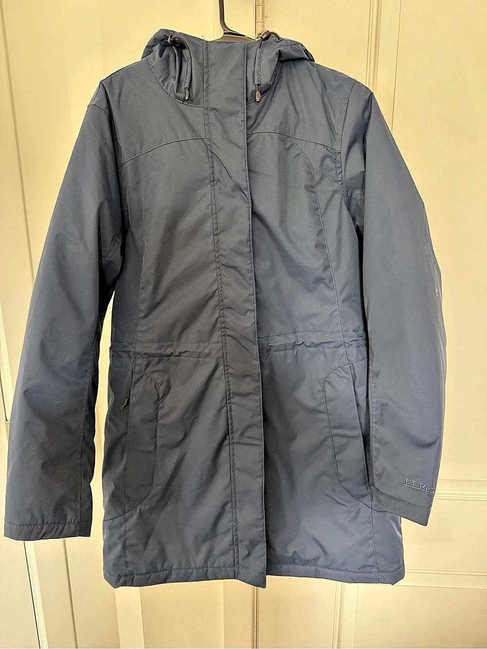 L.L.Bean Women's Shearling-Lined Hooded Coat Hooded Coat Blue XS NWT